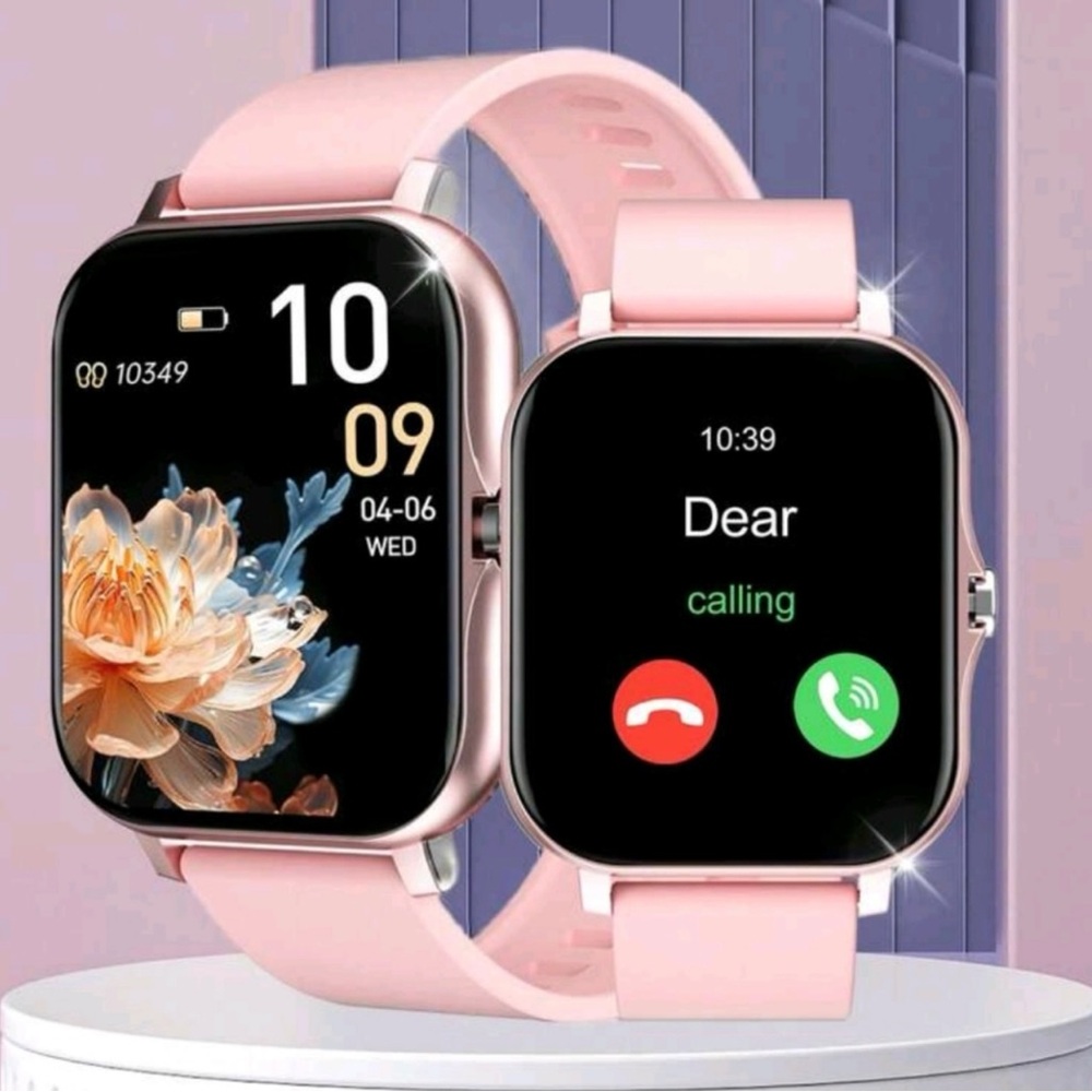 Elegant Pink Smartwatch with Floral Display